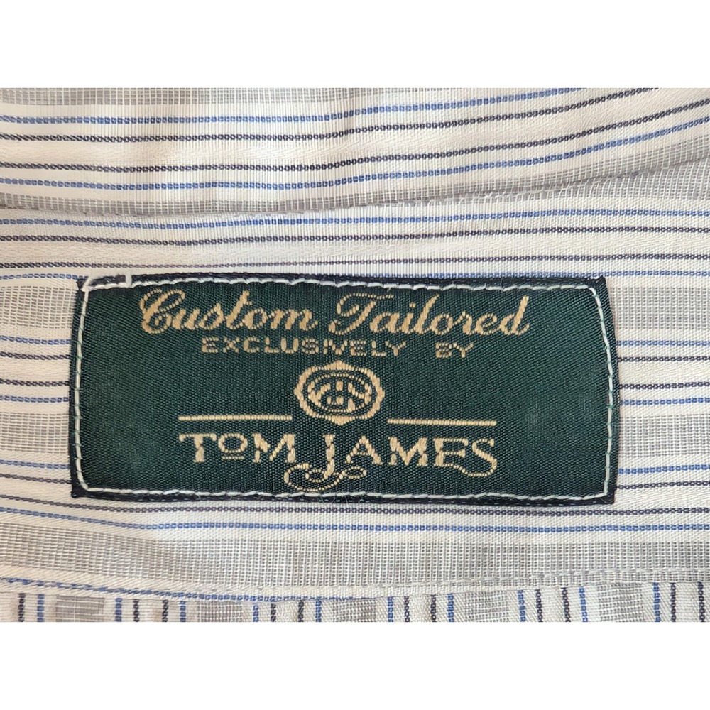Tom James Custom Tailored Mens Striped Button Down Dress Shirt 16.5 / 38 - Picture 4 of 6